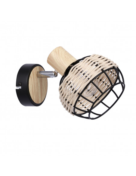 CANDELLUX Tajga lampa kinkiet czarny+drewniany 1x40w e14 klosz czarny+drewniany 91-12197