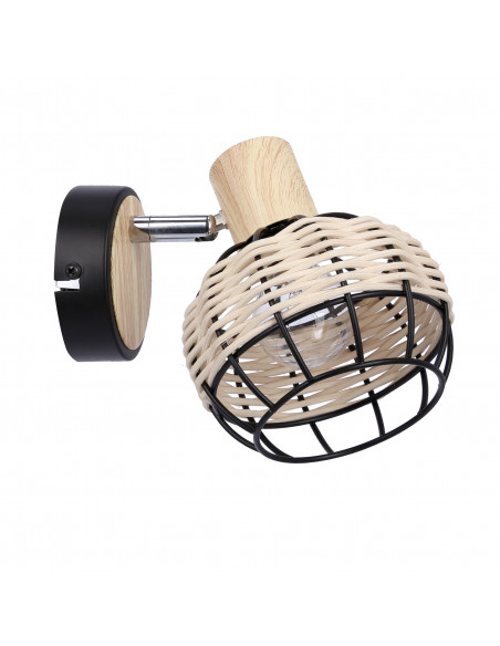 CANDELLUX Tajga lampa kinkiet czarny+drewniany 1x40w e14 klosz czarny+drewniany 91-12197