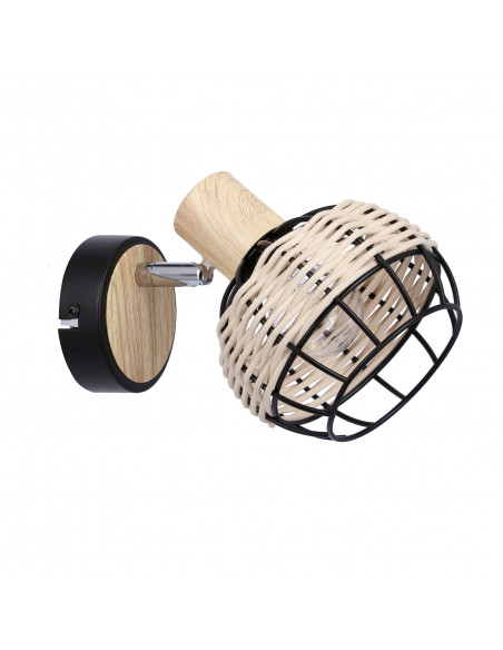 CANDELLUX Tajga lampa kinkiet czarny+drewniany 1x40w e14 klosz czarny+drewniany 91-12197