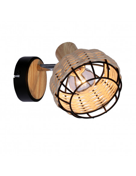 CANDELLUX Tajga lampa kinkiet czarny+drewniany 1x40w e14 klosz czarny+drewniany 91-12197