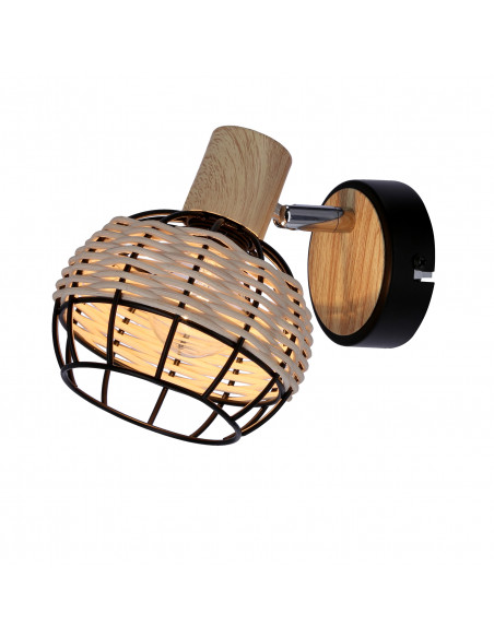 CANDELLUX Tajga lampa kinkiet czarny+drewniany 1x40w e14 klosz czarny+drewniany 91-12197