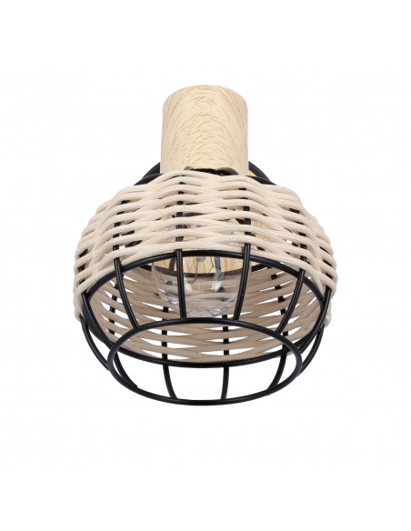 CANDELLUX Tajga lampa kinkiet czarny+drewniany 1x40w e14 klosz czarny+drewniany 91-12197