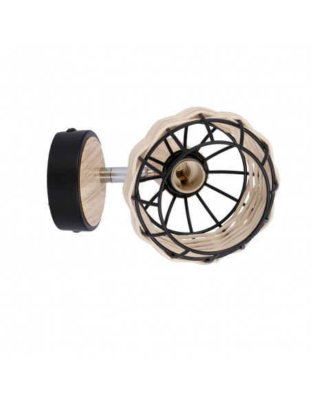 CANDELLUX Tajga lampa kinkiet czarny+drewniany 1x40w e14 klosz czarny+drewniany 91-12197