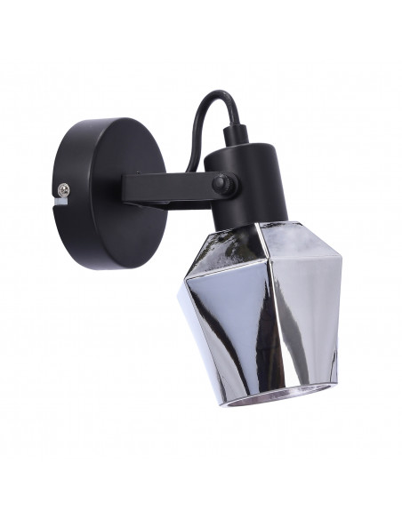 CANDELLUX Randi lampa kinkiet czarny matowy 1x15w e14 klosz dymiony 91-13347