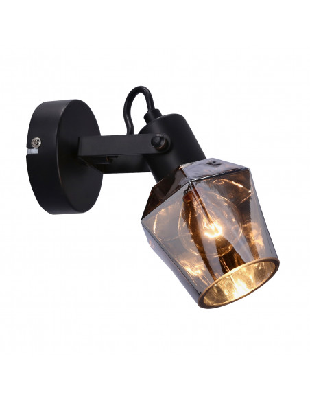 CANDELLUX Randi lampa kinkiet czarny matowy 1x15w e14 klosz dymiony 91-13347