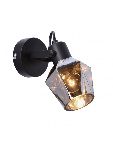 CANDELLUX Randi lampa kinkiet czarny matowy 1x15w e14 klosz dymiony 91-13347