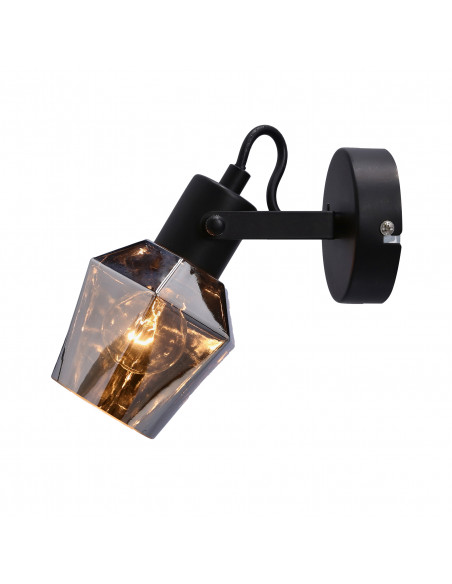 CANDELLUX Randi lampa kinkiet czarny matowy 1x15w e14 klosz dymiony 91-13347