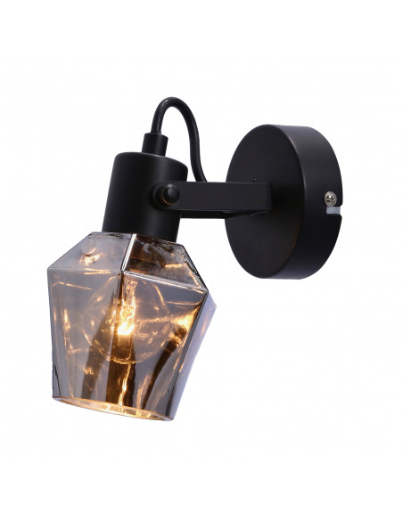 CANDELLUX Randi lampa kinkiet czarny matowy 1x15w e14 klosz dymiony 91-13347