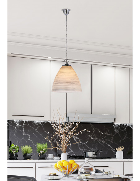 CANDELLUX Scordia lampa wisząca chromowy 1x60w e27 klosz biały+srebrny 31-16294