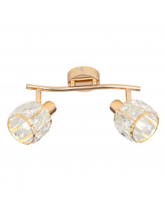 CANDELLUX Dubai lampa sufitowa listwa różowy złoty 2x40W E14 klosz złoty z kryszt transp 92-23483