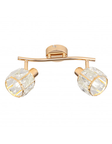 CANDELLUX Dubai lampa sufitowa listwa różowy złoty 2x40W E14 klosz złoty z kryszt transp 92-23483