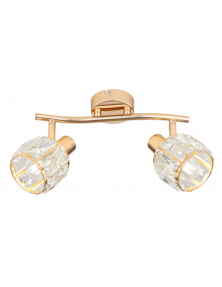 CANDELLUX Dubai lampa sufitowa listwa różowy złoty 2x40W E14 klosz złoty z kryszt transp 92-23483