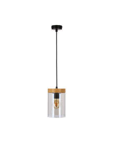 CANDELLUX WELS LAMPA WISZĄCA CZARNY+DREWNIANY 1X40 E27 KLOSZ DYMIONY 31-21984