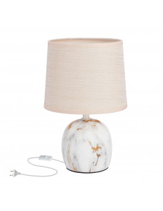 CANDELLUX ADELINA LAMPA GABINETOWA MARMUR+ZŁOTY 1X40W E14 ABAŻUR BEŻOWY OD DINA 41-24374
