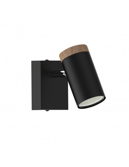 CANDELLUX LAGOS LAMPA KINKIET CZARNY 1X15 GU10 KLOSZ CZARNY+DREWNIANY 91-13705