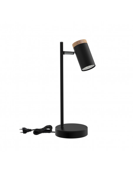 CANDELLUX LAGOS LAMPA STOŁOWA CZARNY 1X15W GU10 KLOSZ CZARNY+DREWNIANY 41-13736