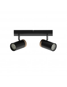 CANDELLUX LAGOS LAMPA SUFITOWA CZARNY 2X15 GU10 KLOSZ CZARNY+DREWNIANY 92-13712
