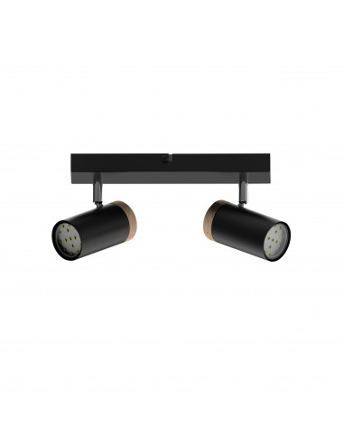 CANDELLUX LAGOS LAMPA SUFITOWA CZARNY 2X15 GU10 KLOSZ CZARNY+DREWNIANY 92-13712