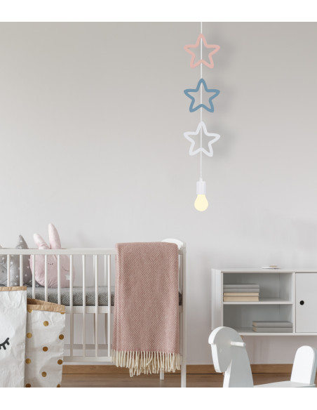 CANDELLUX SINGLE SSS LAMPA WISZĄCA 1X20W E27 IQ KIDS BIAŁY+NIEBIESKI+RÓŻOWY 31-23537