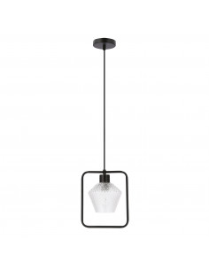 CANDELLUX NIKO LAMPA WISZĄCA CZARNY 1X40W E27 KLOSZ BEZBARWNY KARBOWANY 31-26842