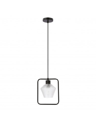 CANDELLUX NIKO LAMPA WISZĄCA CZARNY 1X40W E27 KLOSZ BEZBARWNY KARBOWANY 31-26842