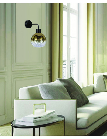 CANDELLUX LADY LAMPA KINKIET CZARNY 1X40W E27 KLOSZ ZŁOTY 21-27894