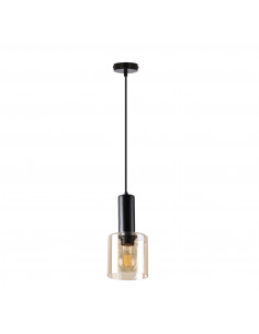 CANDELLUX ISAR LAMPA WISZĄCA CZARNY 1X40 E27 KLOSZ BURSZTYNOWY 31-21298