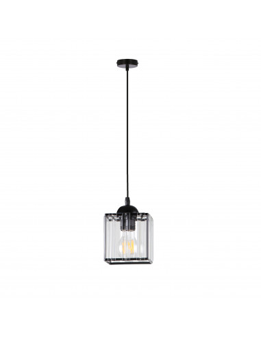 CANDELLUX GLASSIA LAMPA WISZĄCA CZARNY 1X40 E27 KLOSZ CZARNY+KRYSZTAŁY BEZBARWNE 31-21106