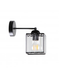 CANDELLUX GLASSIA LAMPA KINKIET CZARNY 1X40 E27 KLOSZ CZARNY+KRYSZTAŁY BEZBARWNE 21-21090