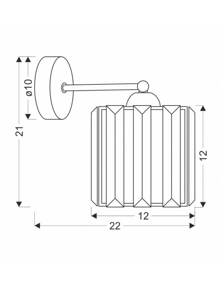 CANDELLUX GLASSIA LAMPA KINKIET CZARNY 1X40 E27 KLOSZ CZARNY+KRYSZTAŁY BEZBARWNE 21-21090