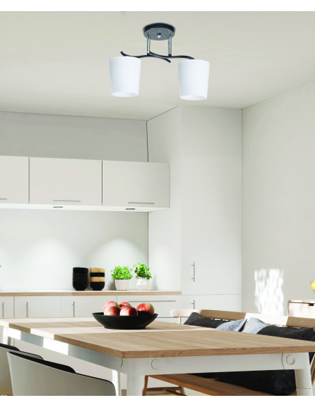 CANDELLUX ESNYR LAMPA SUFITOWA CHROMOWY+CZARNY 2X40 E27 KLOSZ BIAŁY 32-22653
