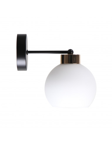CANDELLUX AMANDA LAMPA KINKIET CZARNY+ZŁOTY 1X40 E27 KLOSZ BIAŁY 21-21052