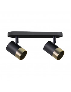 CANDELLUX TOBI LAMPA SUFITOWA LISTWA CZARNY 2X15W GU10 KLOSZ CZARNY+ZŁOTY 92-27429