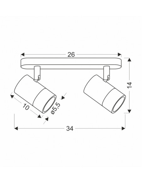 CANDELLUX TOBI LAMPA SUFITOWA LISTWA CZARNY 2X15W GU10 KLOSZ CZARNY+ZŁOTY 92-27429