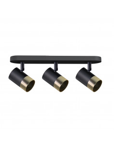 CANDELLUX TOBI LAMPA SUFITOWA LISTWA CZARNY 3X15W GU10 KLOSZ CZARNY+ZŁOTY 93-27436