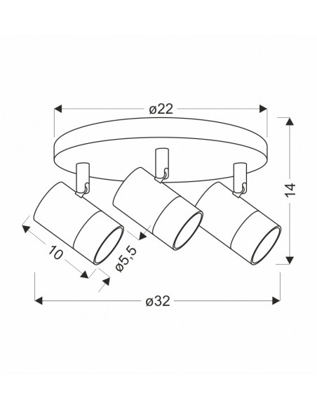 CANDELLUX TOBI LAMPA SUFITOWA PLAFON CZARNY 3X15W GU10 KLOSZ CZARNY+ZŁOTY 98-27443