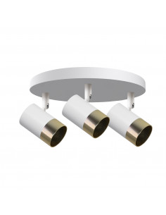 CANDELLUX TOBI LAMPA SUFITOWA PLAFON BIAŁY 3X15W GU10 KLOSZ BIAŁY+ZŁOTY 98-27474
