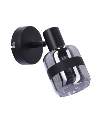 CANDELLUX YUKI LAMPA KINKIET CZARNY MATOWY 1X15W E14 KLOSZ DYMIONY 91-13415