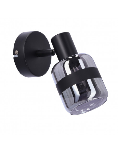 CANDELLUX YUKI LAMPA KINKIET CZARNY MATOWY 1X15W E14 KLOSZ DYMIONY 91-13415
