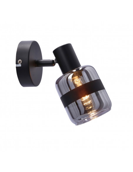 CANDELLUX YUKI LAMPA KINKIET CZARNY MATOWY 1X15W E14 KLOSZ DYMIONY 91-13415