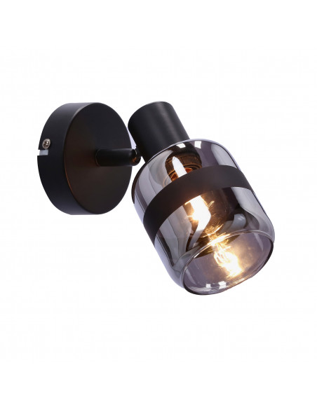 CANDELLUX YUKI LAMPA KINKIET CZARNY MATOWY 1X15W E14 KLOSZ DYMIONY 91-13415