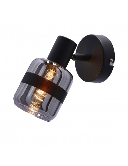 CANDELLUX YUKI LAMPA KINKIET CZARNY MATOWY 1X15W E14 KLOSZ DYMIONY 91-13415