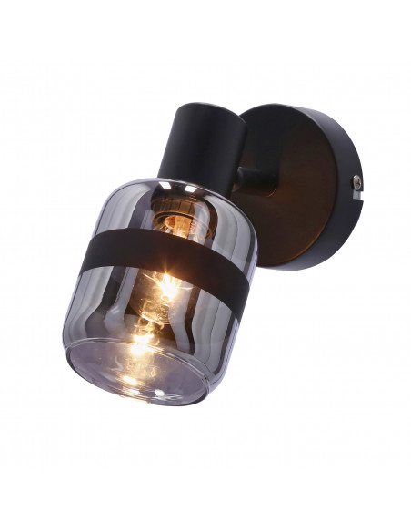 CANDELLUX YUKI LAMPA KINKIET CZARNY MATOWY 1X15W E14 KLOSZ DYMIONY 91-13415