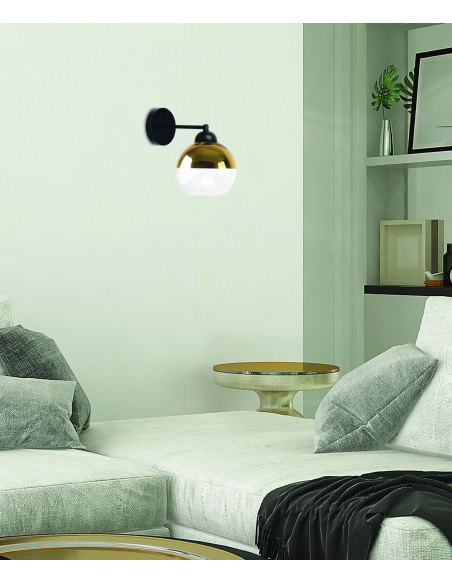CANDELLUX CONTESSA LAMPA KINKIET CZARNY 1X40 E27 KLOSZ ZŁOTY 21-21199