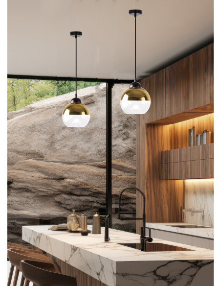 CANDELLUX CONTESSA LAMPA WISZĄCA CZARNY 1X40 E27 KLOSZ ZŁOTY 31-21212