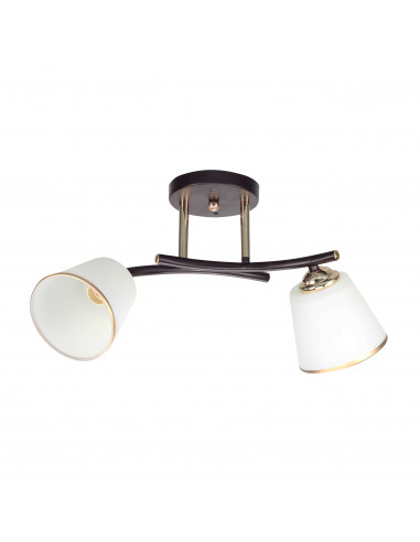 CANDELLUX GRECO LAMPA SUFITOWA CZARNY+ZŁOTY 2X40 E27 KLOSZ BIAŁY 32-22622