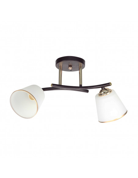 CANDELLUX GRECO LAMPA SUFITOWA CZARNY+ZŁOTY 2X40 E27 KLOSZ BIAŁY 32-22622