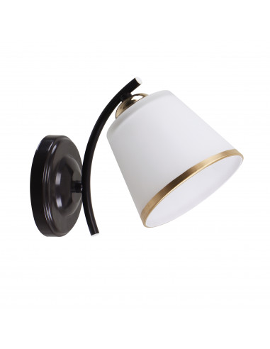 CANDELLUX GRECO LAMPA KINKIET CZARNY+ZŁOTY 1X40 E27 KLOSZ BIAŁY 21-22615