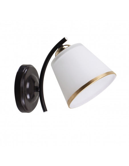 CANDELLUX GRECO LAMPA KINKIET CZARNY+ZŁOTY 1X40 E27 KLOSZ BIAŁY 21-22615