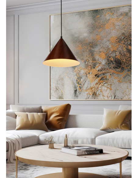 CANDELLUX DUNCA LAMPA WISZĄCA 25 CZARNY 1X40 E27 KLOSZ CIEMNY ORZECHOWY 31-23438